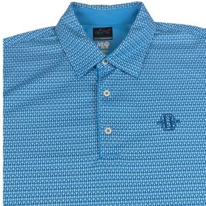 Greg Norman Mens ML75 2Below PlayDry Blue Geometric Golf Polo Shirt Large